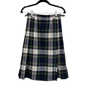 Vtg Pitlochry Plaid Skirt Size 4 Blue Wool Schoolgirl Ivy League Preppy Scotland